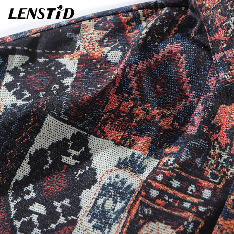 LENSTID Mens Hip Hop Hawaiian Beach Shirt Vintage Pattern Harajuku Streetwear Casual Long Sleeve Oversize Aloha Shirts