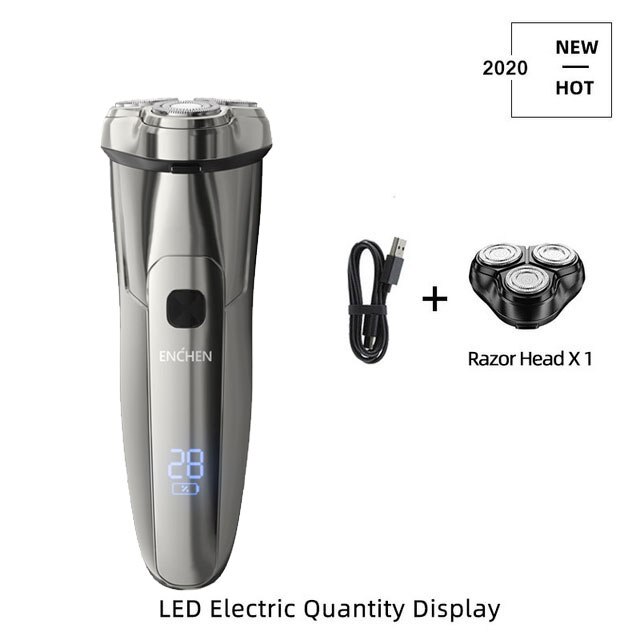 Enchen Electric Shaver Men's Razor Beard Machine LED display Portable Dry Wet Beard Trimmer Rechargeable 3 head shaving machine: Steel 3S set1