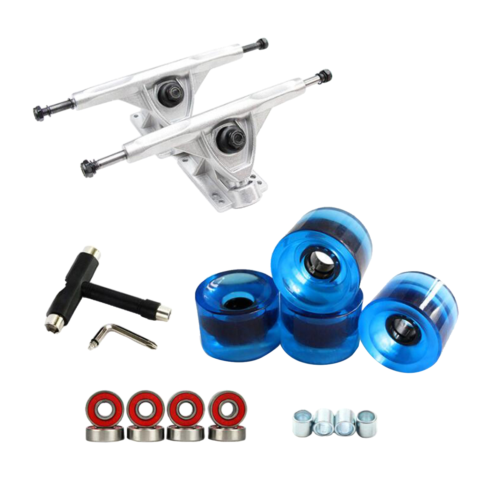 Solide Skateboard Lkw Rad Reparatur Multi-tools Installieren Montage Lager Skateboard Longboard Räder Roller Reparatur Werkzeuge: Silver Clear Blue