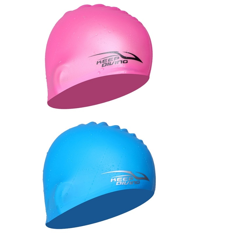 De silicona tela de poliuretano impermeable proteger las orejas Pelo Largo deportes gorro de piscina de natación de 3D forma ergonómica gorras de natación