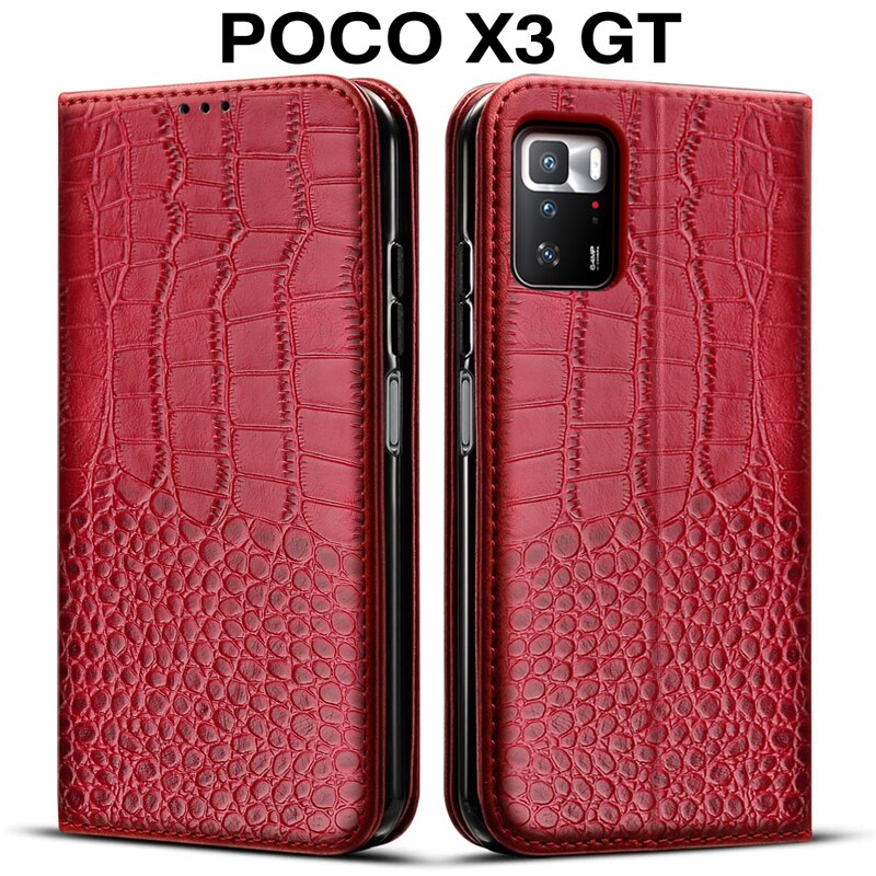 Funda de cuero para Xiaomi Poco X3 GT, carcasa de lujo para Mi X3 GT, funda de TPU suave de 6,6 pulgadas: Red