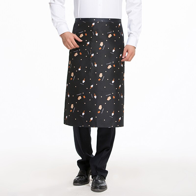 Unisex ternet stribet grafisk tryk halvt justerbart halvt forklæde restaurant hotel tjener kok hjem køkken arbejdstøj uniform forklæde: 9