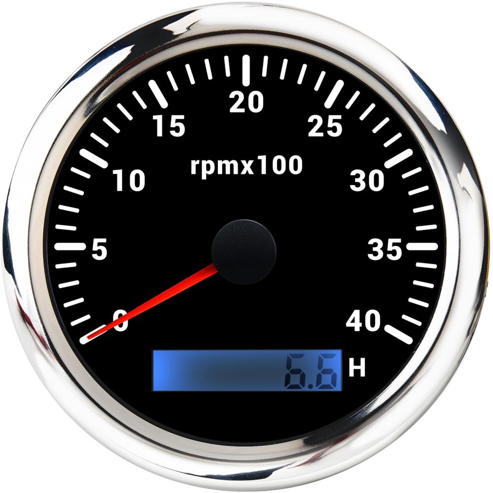 85 mm Drehzahlmesser mit LCD-Stundenzähler für Marine, Boot, Auto, Drehzahlmesser, 8000 U/min, 6000 U/min, Drehzahlmesser, 7 Farben, LED-Hintergrundbeleuchtung: MULTI