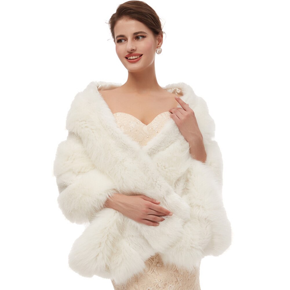 neue Pelz Frauen Bolero Braut Schal Faux Fell wickeln Bolero Hochzeit Kap Braut Schal Pelzcape Winter Elfenbein Braut Mantel Bolero: 204
