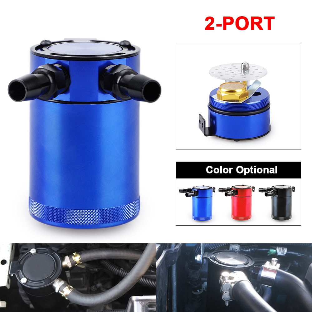 Tanque de captura de aceite Universal, bote compacto de 300ml, con volantes, depósito de aluminio de 2 puertos, tanque de combustible, hervidor transpirable de dos agujeros