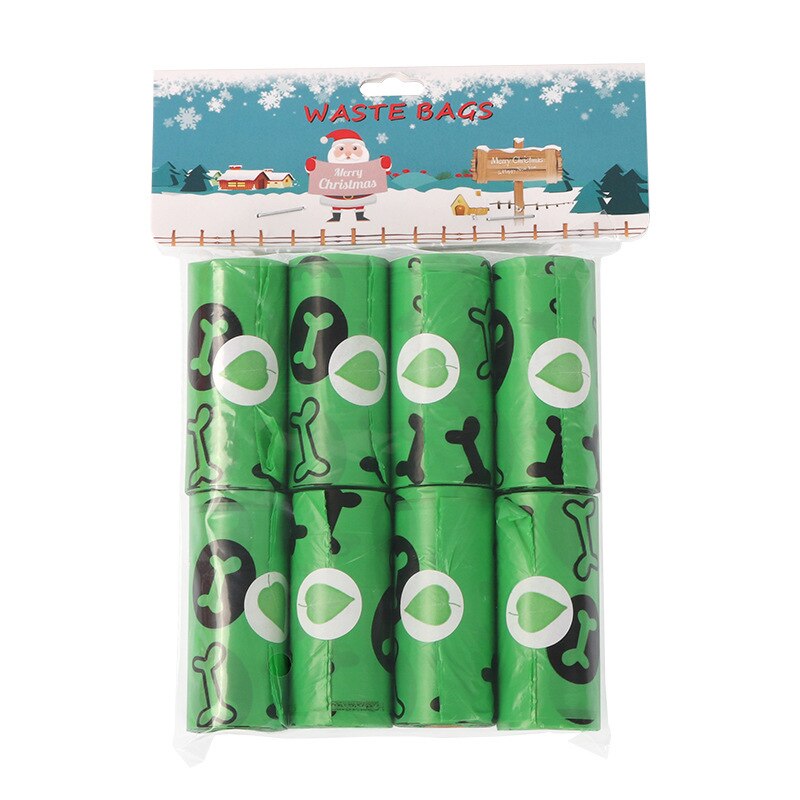 Christmas Special Style Dogs Poop Bag Biodegradable Dog Poop Bags Pet Waste Bags Clean Up Refill Rolls Pet Poop Bags 8 Rolls: B  8PCS