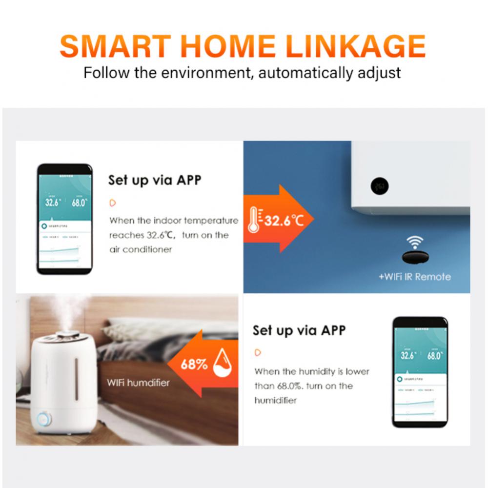 Smart Zigbee3.0 Temperature and Humidity Sensor low power consumption microprocessor Tuya Smart Life App Work With Alexa Google
