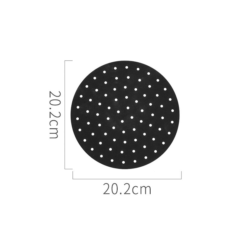 Air Friteuse Liner Air Friteuse Mat Food Grade Non-stick Siliconen Friteuse Mand Voor 7.5 ~ 8-Inch air Friteuses Steamers Mat Keuken Gadgets: 8 in Black round