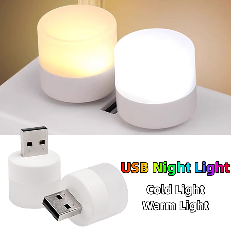 1/10PCS USB Plug Lamp 5V 1W Bright Eye Protection Book Reading Light Mobile Power Charging Warm White USB Small LED Night Light