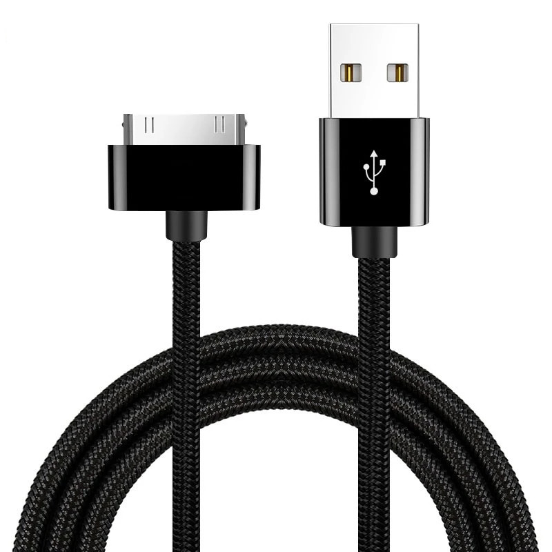 Schnellladekabel für iPhone 4, 4S, iPad 2, 3, iPod, 30-poliger, geflochtener Nylondraht, Metallstecker, Datenübertragung, Synchronisierung, USB-Ladeadapter