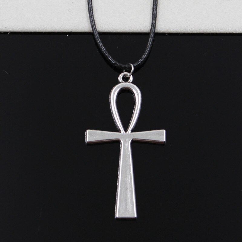 Mode Hanger Kruis Egyptische Ankh Ketting Choker Charm Zwart Lederen Koord Fabriek Prijs Handgemaakte Sieraden