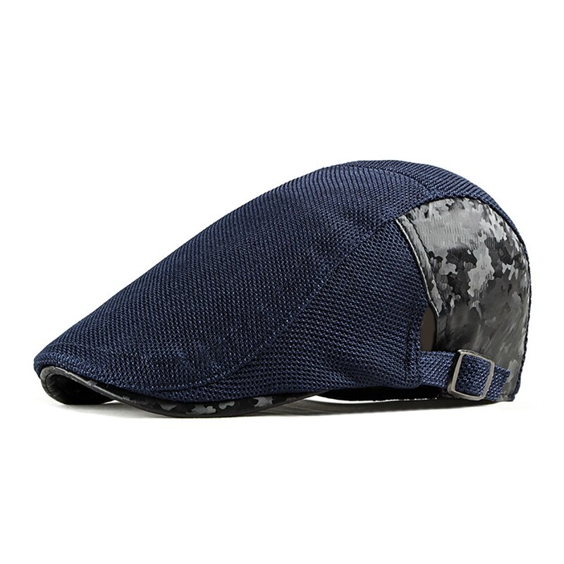 Hombres Mujeres boina gorra de retazos de malla ahuecada ajustable sombra de sol sombreros de pico accesorios para la cabeza al aire libre ZH: Blanco