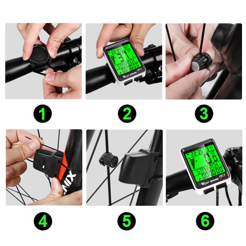 Bicycle Computer Large Screen 5 Language Wireless Wired Mountain Bike Computer Waterproof Speedometer Odometer Cycling Stopwatch