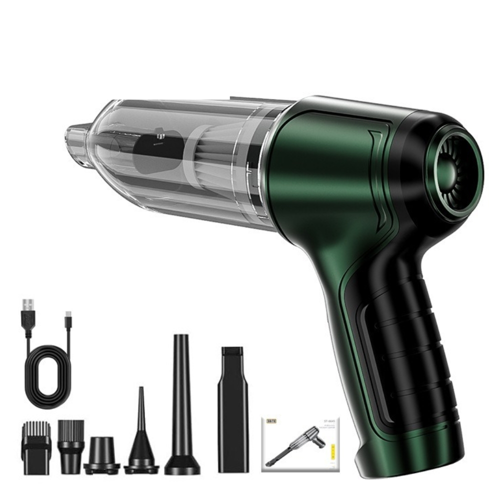 Suitu Car Mounted Vacuum Cleaner, Wireless Home and Car Dual-purpose Dry and Wet Vacuum Cleaner, High-power Portable Handheld VA: green