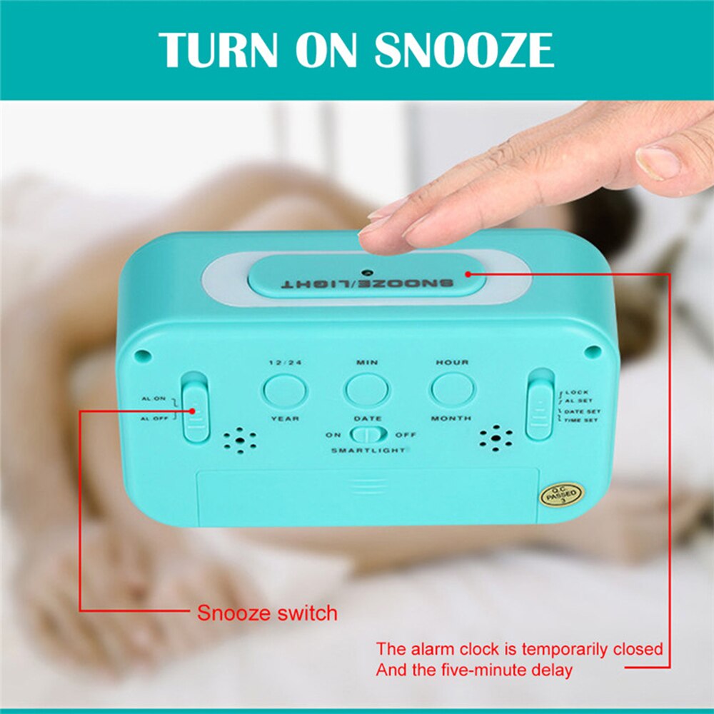 LED Digital Alarm Clock Electronic Smart Clocks Temperature & Calendar Snooze Function Alarm Clock Home Table Backlight Display