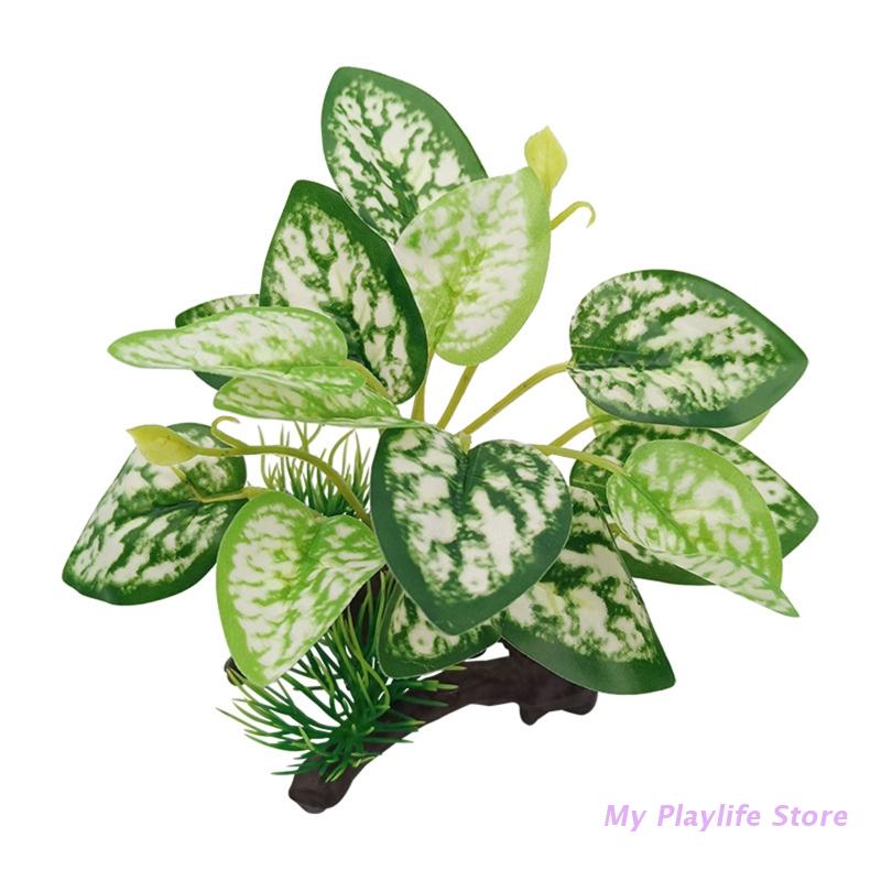 Aquarium Künstliche Decor Simulation Treibholz Zweige mit Kunststoff Pflanze Aquarium Dekorationen Aquatische Unterwasser Blätter Verstecken: green