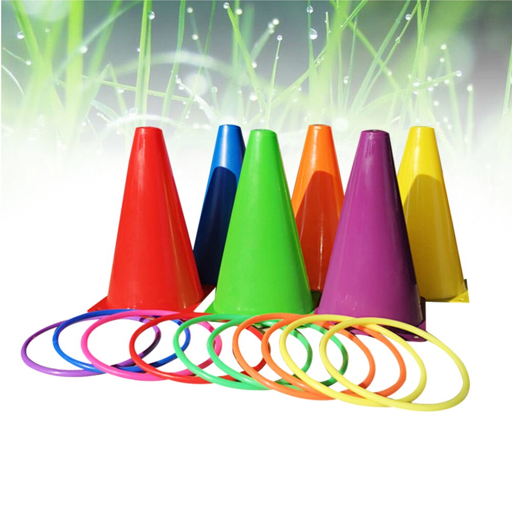 1 Set Kinderen Ring Toss Game Grappig Educatief Familie Ouder-kind Ring Gooien (6Pcs Gooien Emmers + 10 Stuks Ringen)