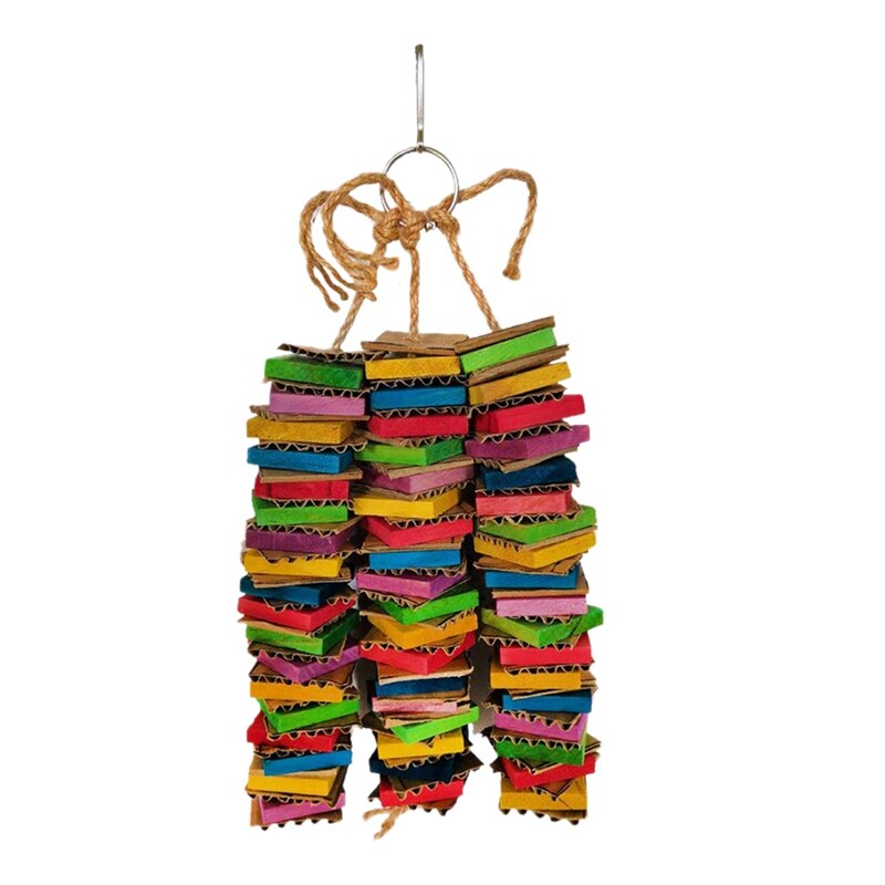 Papegøje legetøj til store fugle pap store fugle legetøj afrikansk grå papegøje legetøj naturligt træ fuglebur tyggelegetøj med clips