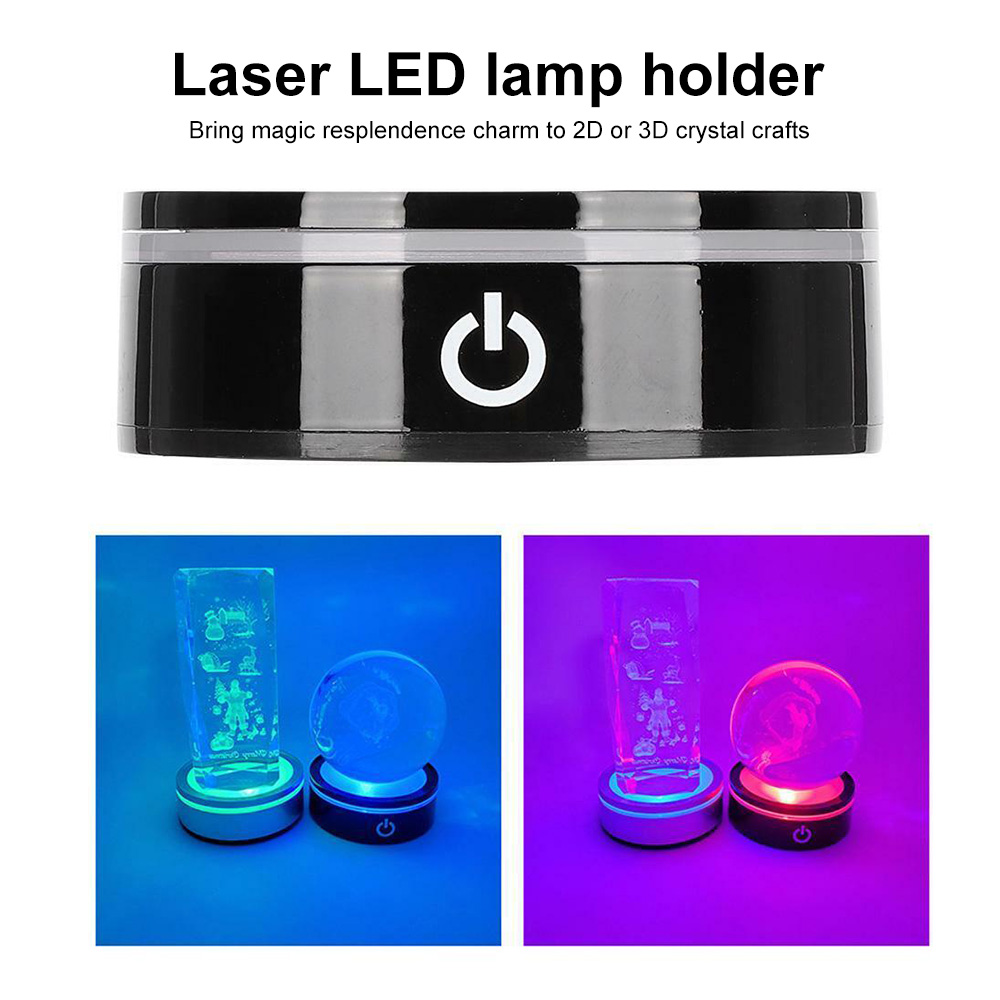 Led Light Base Kleurrijke Ronde Show Stand Display Basisplaat Voor 3d Crystal Glass Art Crystal Display Base Stand