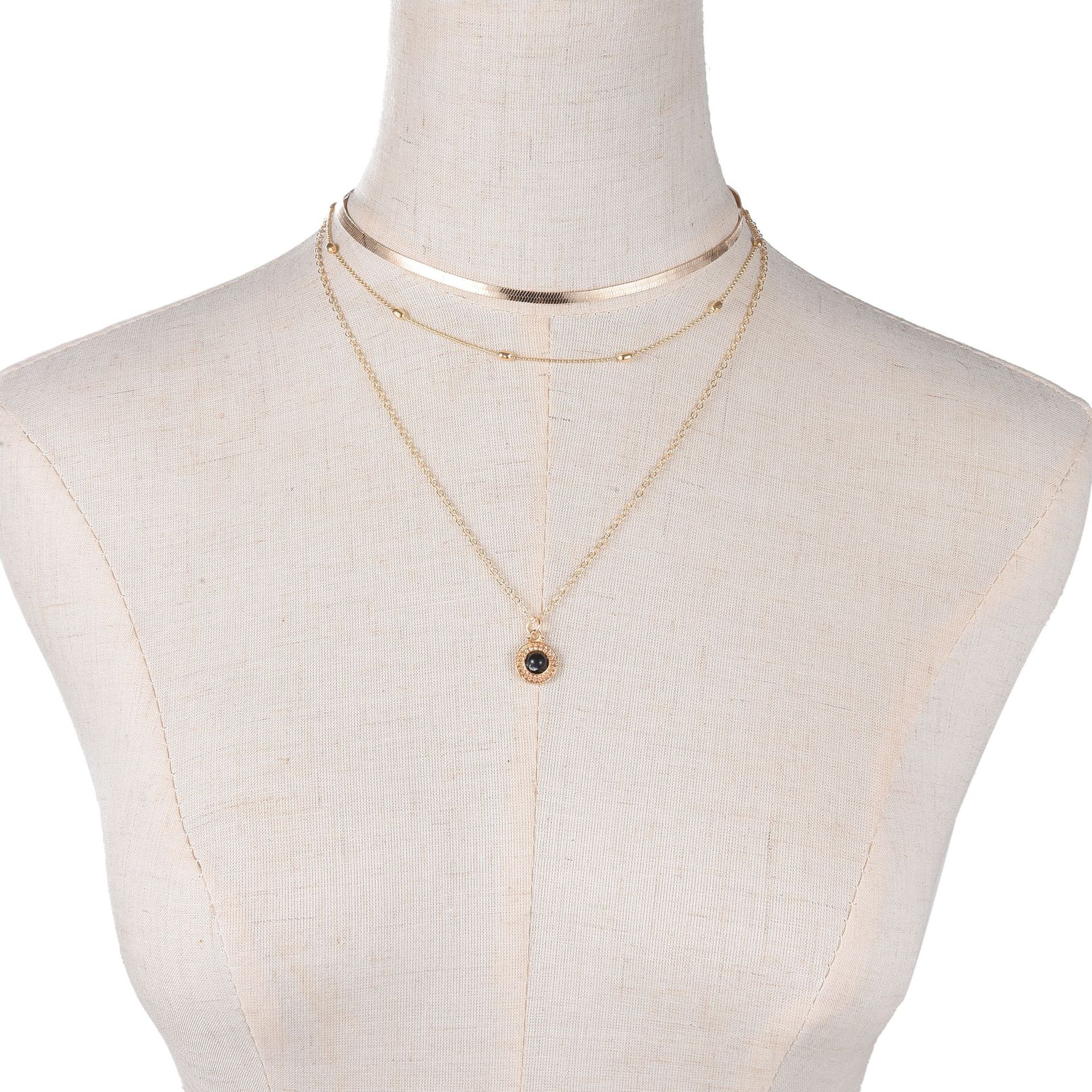 Multilayer Ketting - Blad Ketting Edelsteen - Platte Slang Bot Ketting - O-ketting - Dames Jubileum Sieraden