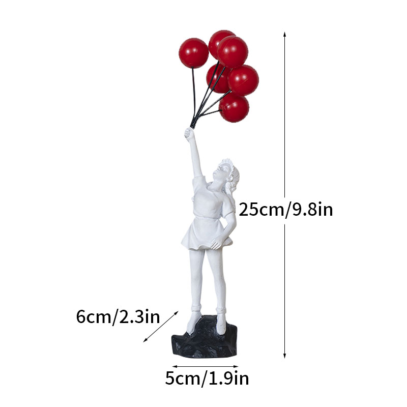 Colección de escultura de Vilead Banksy, estatua lanzadora de flores, arte Pop, globo moderno, estatuilla de niña, decoración del hogar para oficina y calle: Amarillo claro