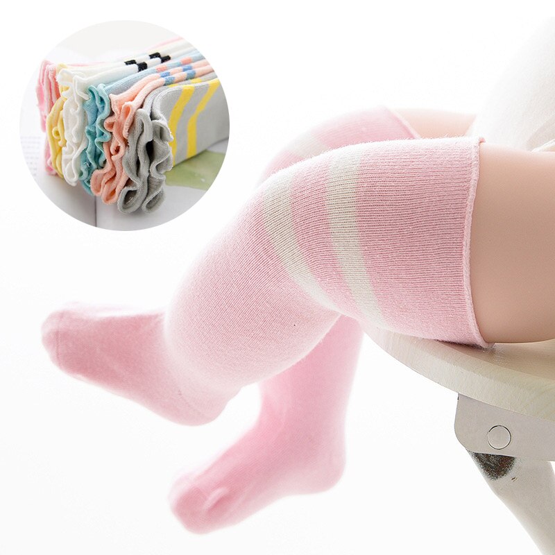 New Stripe Baby Socks Spring Summer Newborn Baby Girl Boy Socks Soft Cotton Kids Infant Toddler Knee High Long Socks Sokken