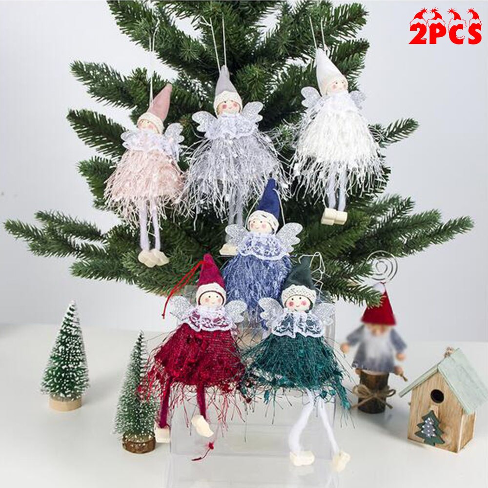 2 stk juleengel dukke hængende festival ornamenter uld festartikler