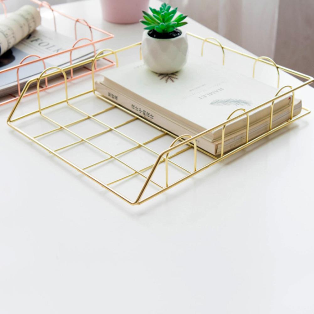 Iron Grid File Storage Shelf Holder Filing Tray Desktop Rack Office Organizer High Iron Smooth Sturdy and Durable