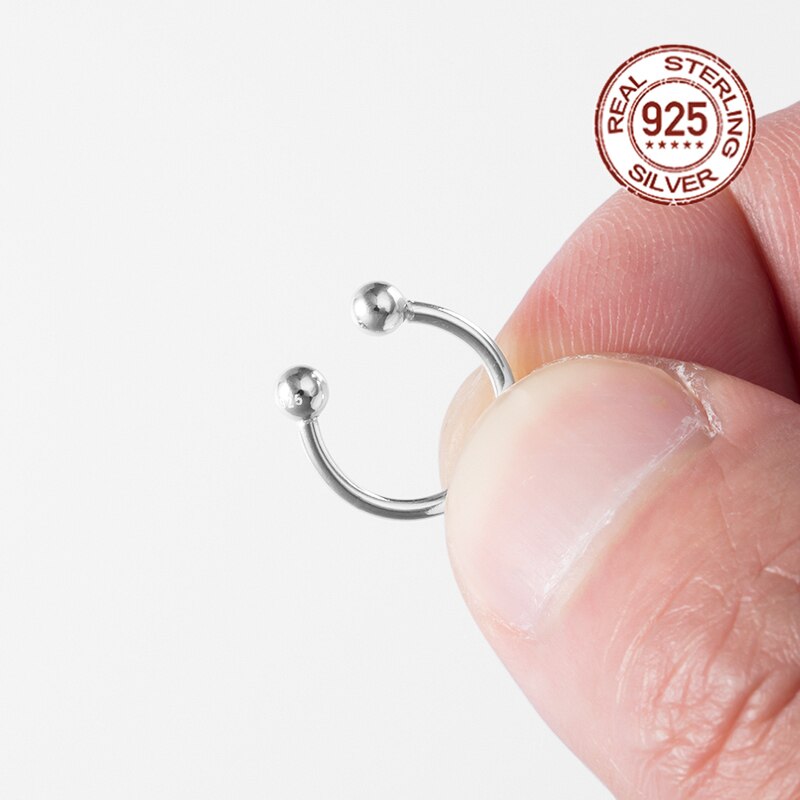 1Pc Hoefijzer Piercing 925 Sterling Zilveren Neus Septum Ringen 16G Kraakbeen Helix Tragus Earring Smiley Bar Bcr Ronde barbell