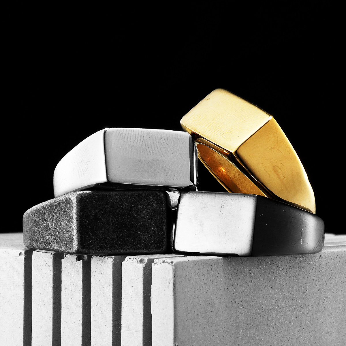 Minimalistische Rechthoek Graveren Mannen Ringen Rvs Vintage Eenvoudig Nieuw In Vrouwen Sieraden Mode Accessoires Cadeau