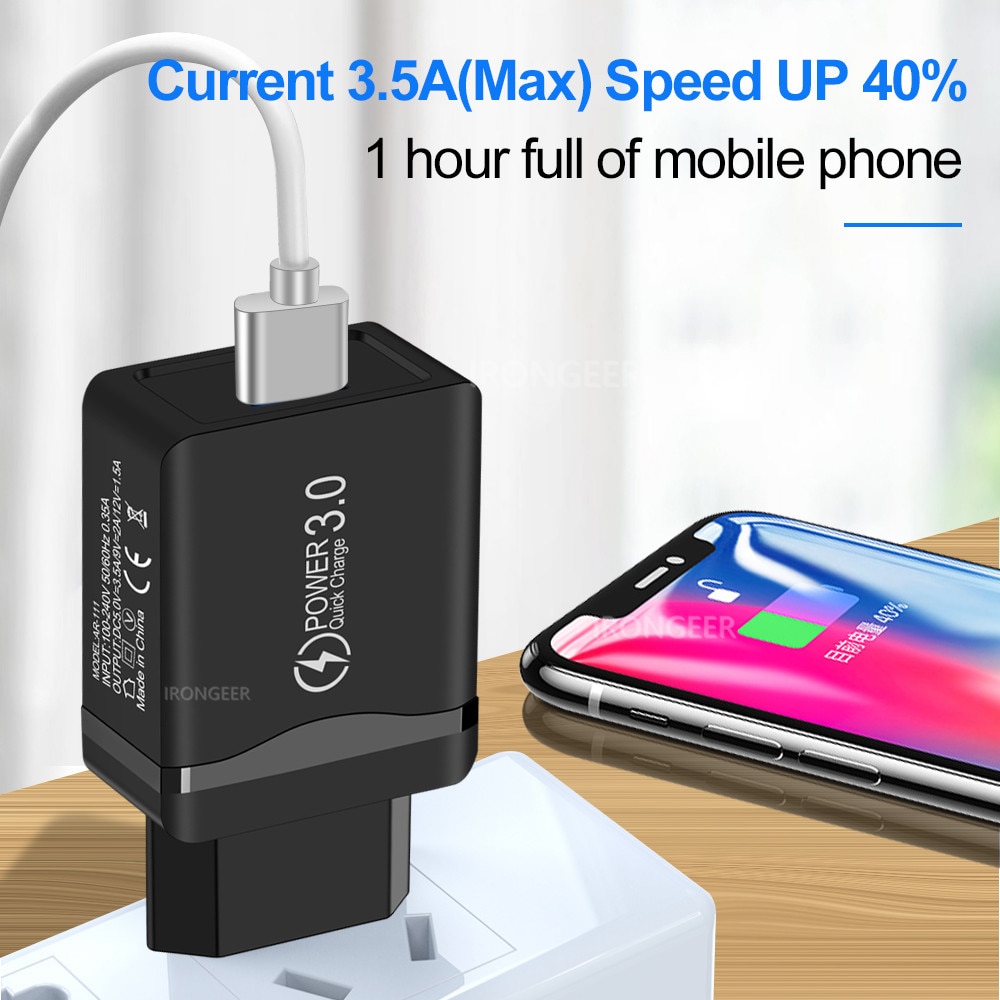 EU/US Plug 18W USB Charger for iPhone XR 11 Pro Xiaomi Huawei Quick Charge 3.0 Fast Charger Adapter for Xiaomi Mi Note 8 Samsung