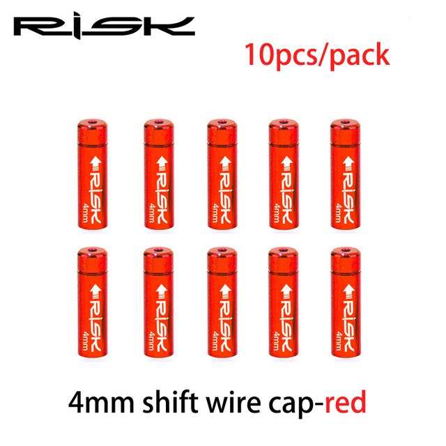 Risico 10 stks/doos Fiets Rem/Versnellingskabel Cap Alumium MTB Racefiets Derailleur Liner Tops Fiets Rem Versnellingskabel end Cap: 4mm Red