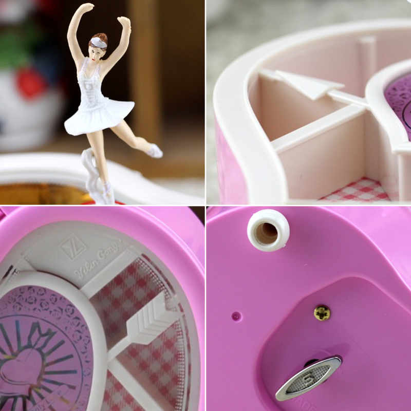 Hjärtdansande ballerina speldosa karusell vridbar urverk speldosa trevlig för tjejer
