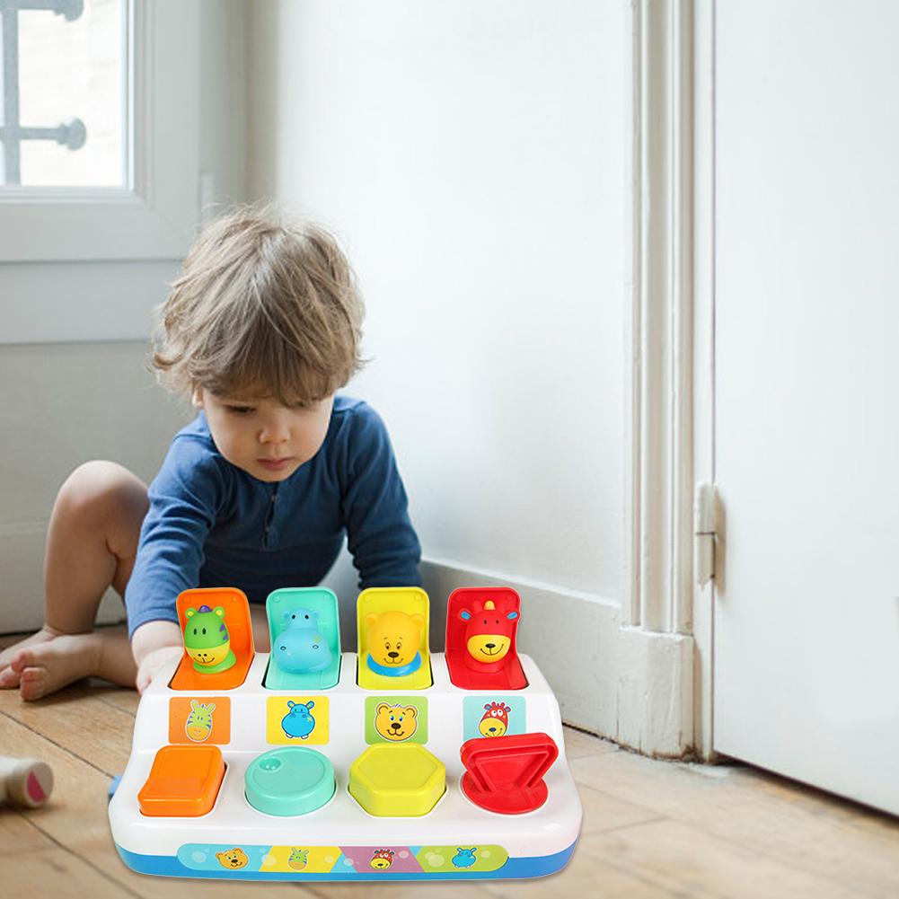 Peekaboo pop-up lelu kytkinrasia painikelaatikko aarre pelotuslaatikko vauvan älykkyys työntönukke 1-3 -vuotiaalle vauvalle
