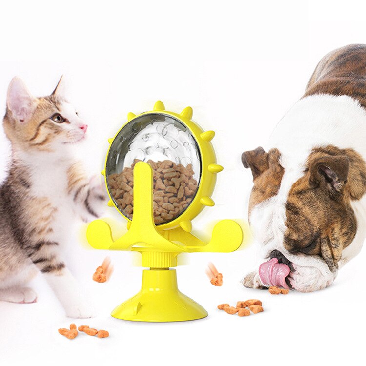 Suministros para mascotas juguetes para gatos graciosos mesa giratoria lenta comedero de perro y gato accesorios para mascotas: Yellow