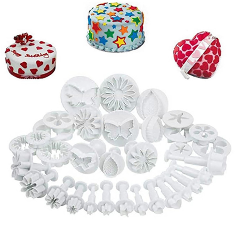 68pcs Fondant Cake Mold Set Plastic Biscuit Cutting Mold Set DIY Craft 3D Bakeware Sets Household Kitchen Baking Tools