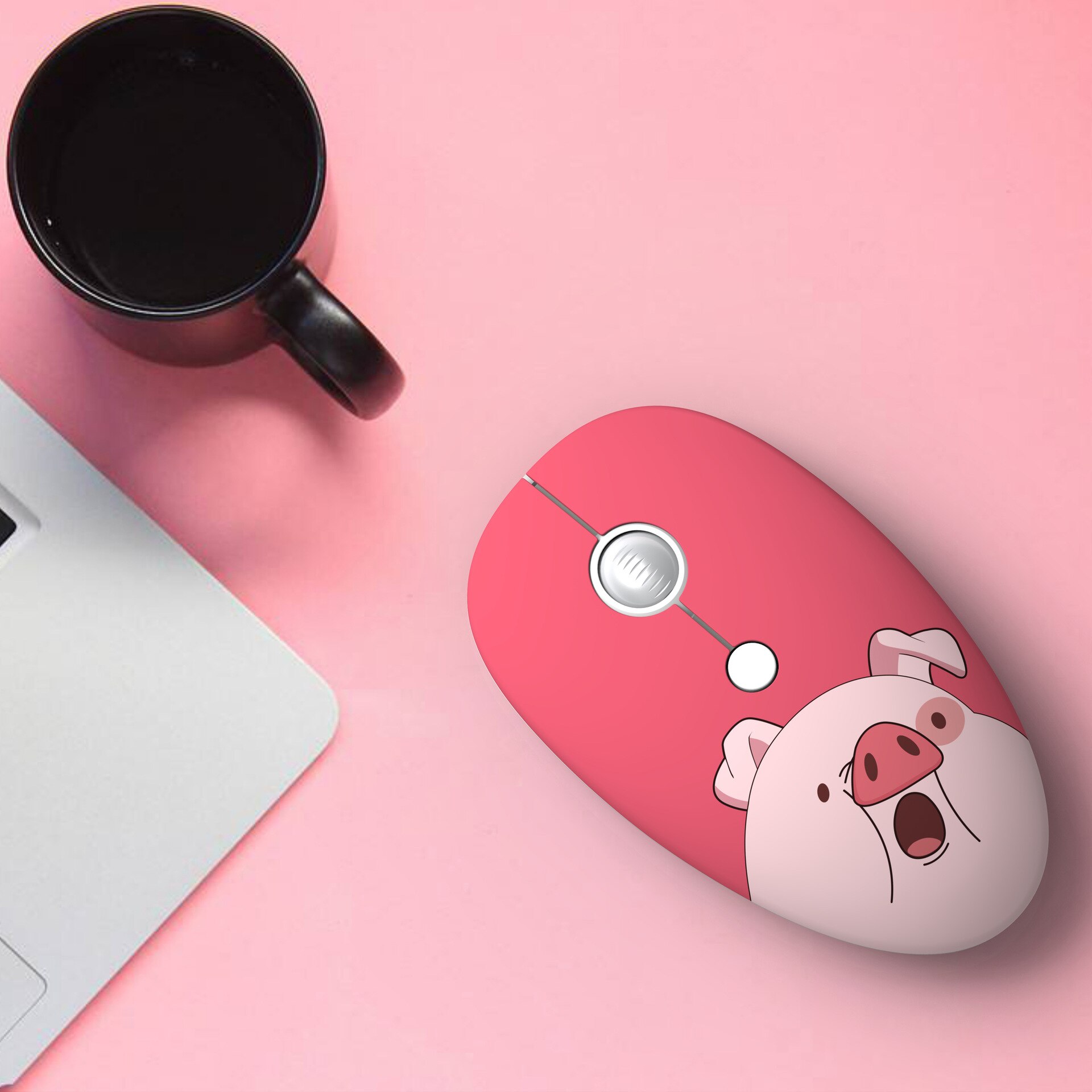 Cartoon animalPattern Wireless USB Mouse 1600DPI Optical Computer Mouse 2.4GHz Ergonomic Mice for Laptop PC Mouse forGirl Office: Pink