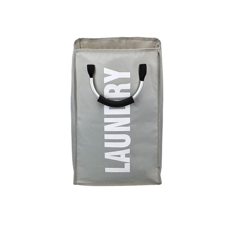 Household Canvas Foldable Dirty Clothes Basket Large Capacity Portable Laundry Storage Bags with Drawstring Mesh Dustproof Cover: GRAY B-02