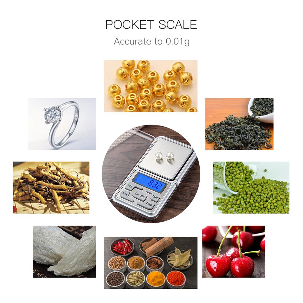 digital skala til kjøkkenvekt mini kaffemat skala 100g/200g/300g/500g x 0.01g høy presisjonsbalanse gram elektronisk skala