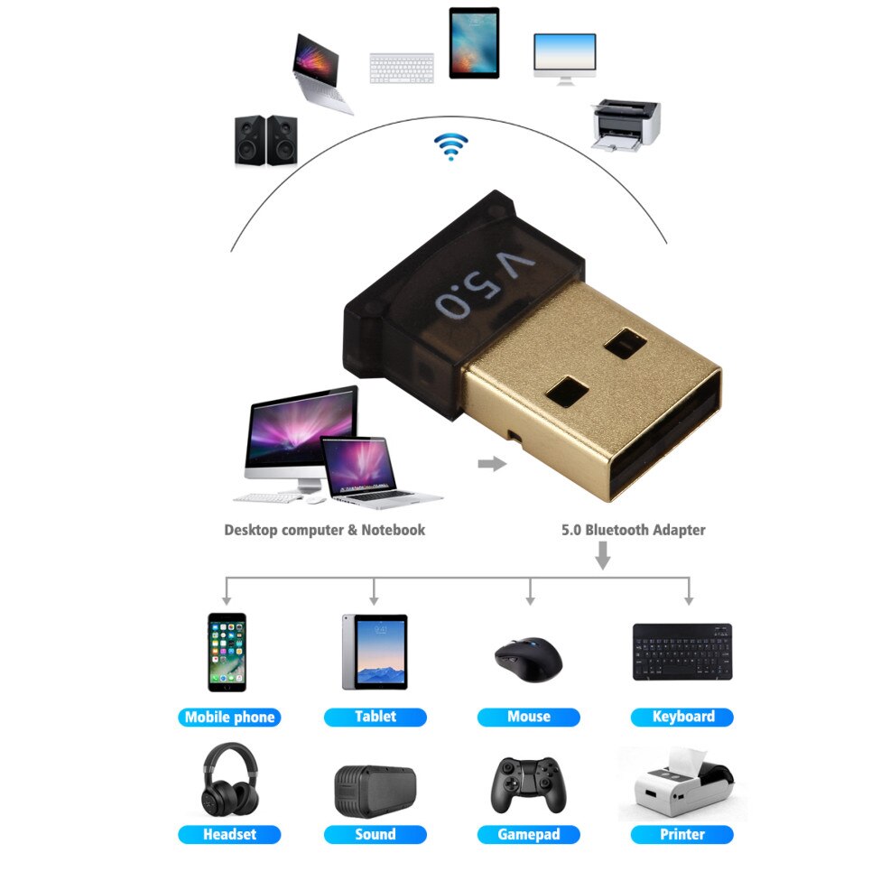 Adattatori Bluetooth USB BT 5.0 adattatore per Computer Wireless USB ricevitore Audio trasmettitore dongle auricolare per Laptop Mini mittente