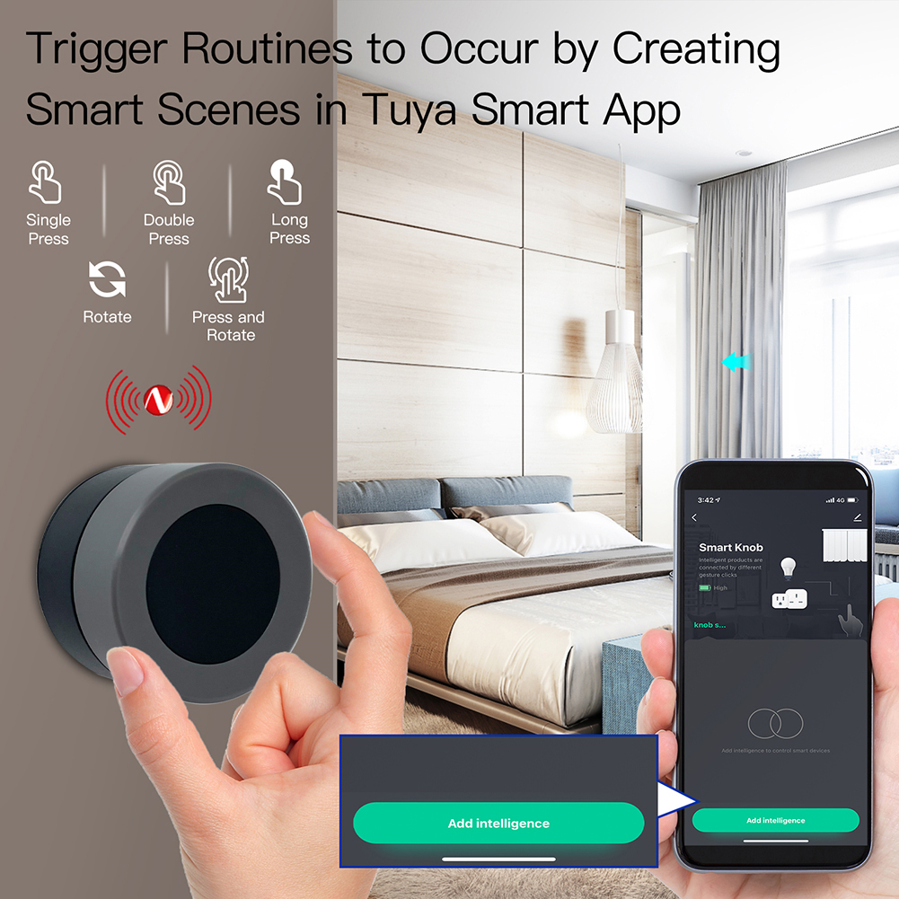2in1 Tuya ZigBee Smart Knob Wireless Scene Switch Button Controller Light Dimmer Battery Powered Automation Scenario Smart Life