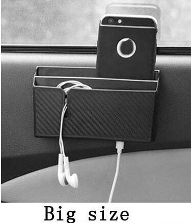 Carbon Fiber Style Car Storage Box Phone Holder Soft PVC Material Car Organizer Bag Card Holders Coin Holder Stowing Tidying: Big Size