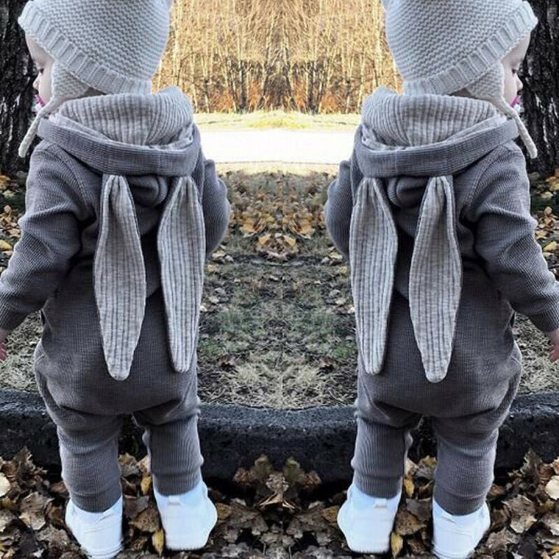 Herfst winter geboren babykleding unisex jongens rompertjes kinderen comfortabel schattig konijnenoren meisjes baby jumpsuit 3 9 12 maanden