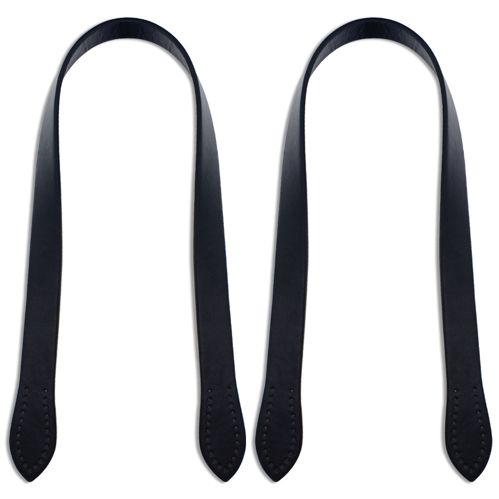 2 stk 60cm taske bælte aftageligt pu læderhåndtag kvinder skuldertaske diy udskiftning tilbehør håndtaske håndtag rembånd: Sort