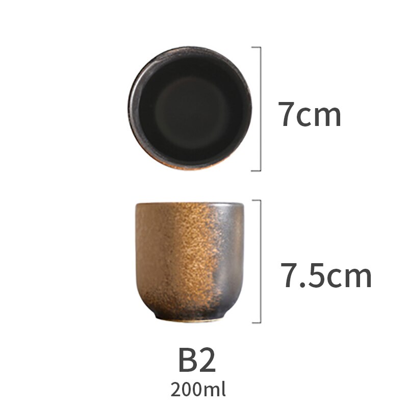 150ml 200ml japansk stil tekopp kaffe kopp vann kopp steintøy keramisk håndmalt kungfu tekopp matte drikkevarer: B -2-200ml