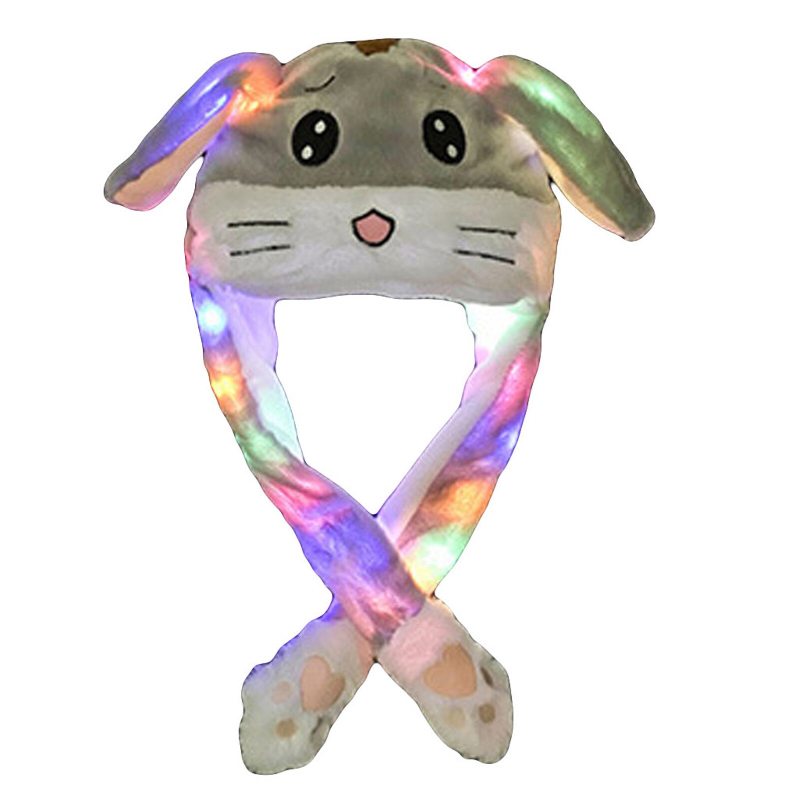 Luz movendo orelhas de coelho chapéu engraçado mão ímã chapéu de pelúcia controlável orelhas longas bonito presente animal coelho orelha chapéu hat hat hat hat hat: Gray