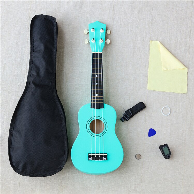 21-inch 16 colors Ukulele Adjustable Sound Musical + Bag+Strap+ Wipe Cloth +Tuner++String Stringed Instruments: mint green
