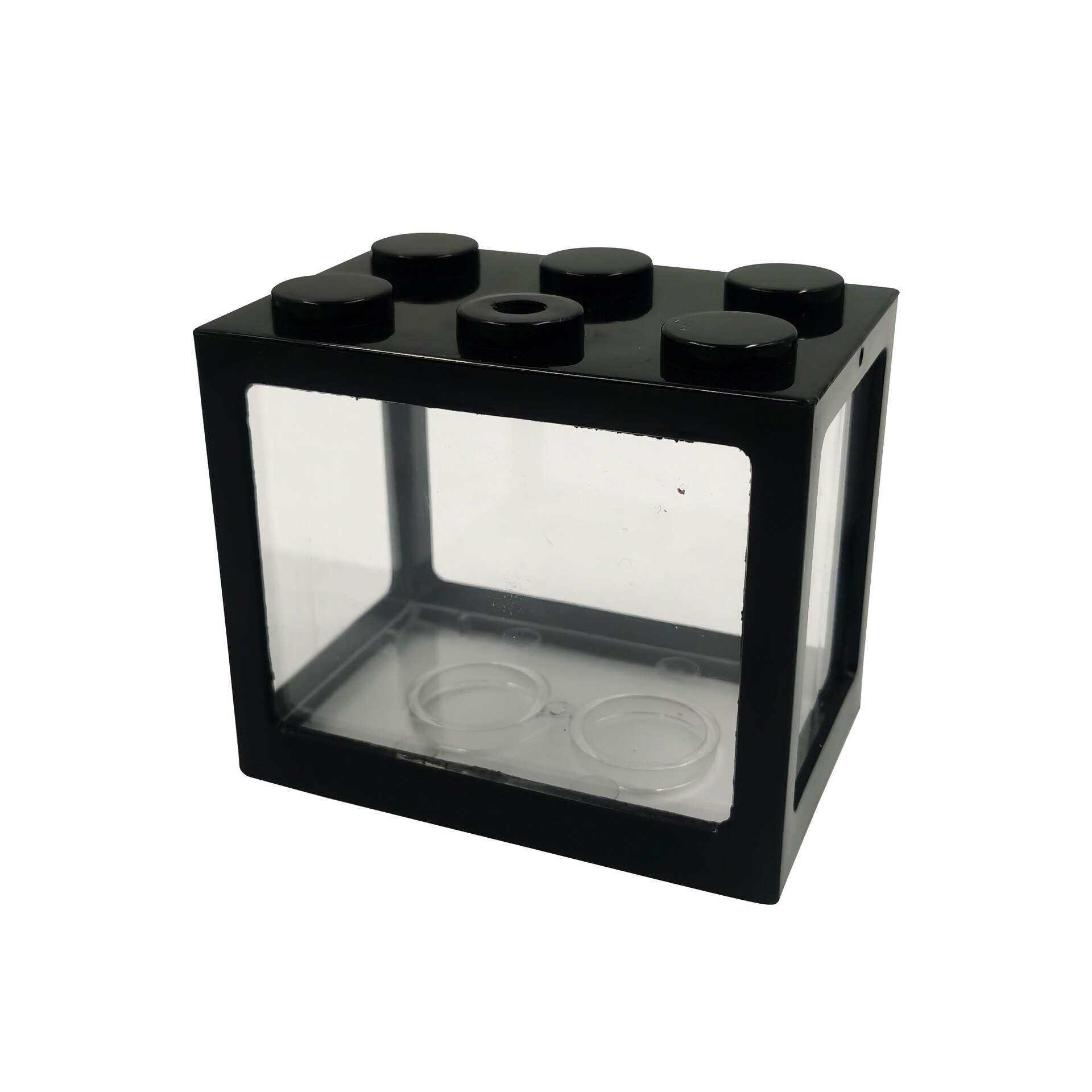 Mini hydroponic seaweed ball box micro cylinder glass flower box pet stack block fish tank plastic reptile cage