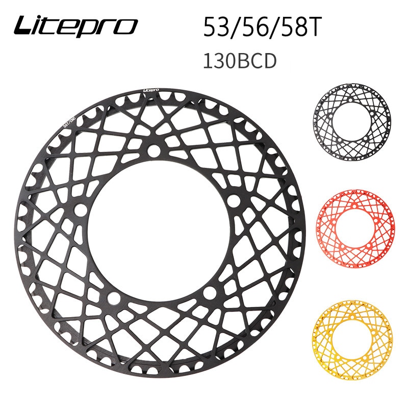 Litepro Spider Bicycle Chainring for Brompton Folding Bike MTB Road Bike Chain Wheel Crank 53/56/58T 130BCD Ultralight CNC