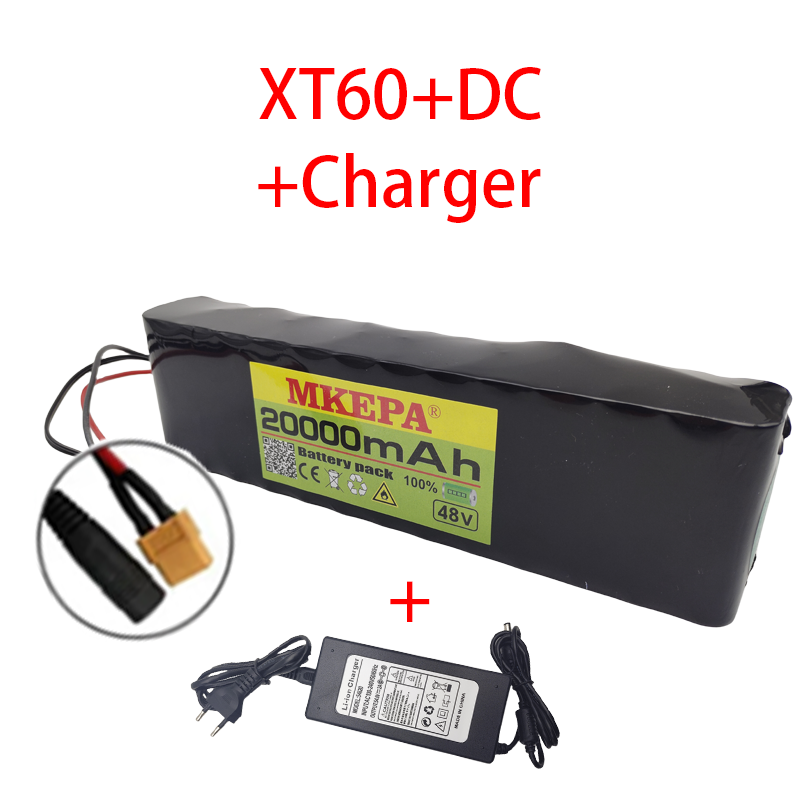 13S2P 48V 20Ah Electric Scooter Battery Pack 18650 Lithium Ion Battery 1000w Electric Scooter E-bike Conversion Kit BMS +Charger: Brown